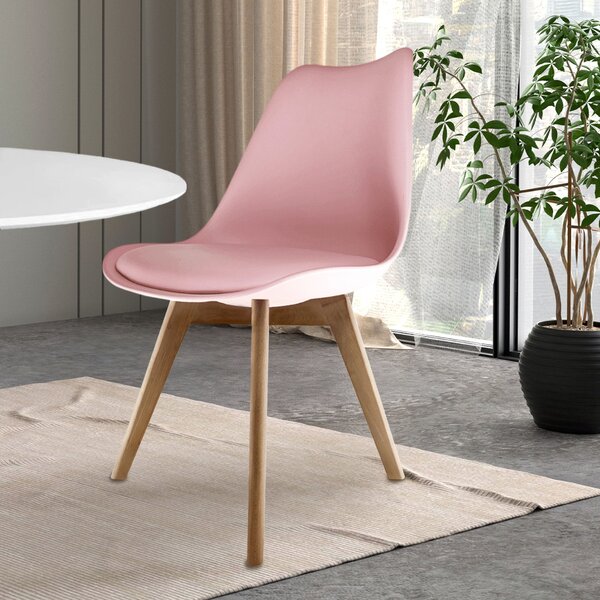 Fusion Living Soho Plastic Dining Chair with Squared Legs Blush