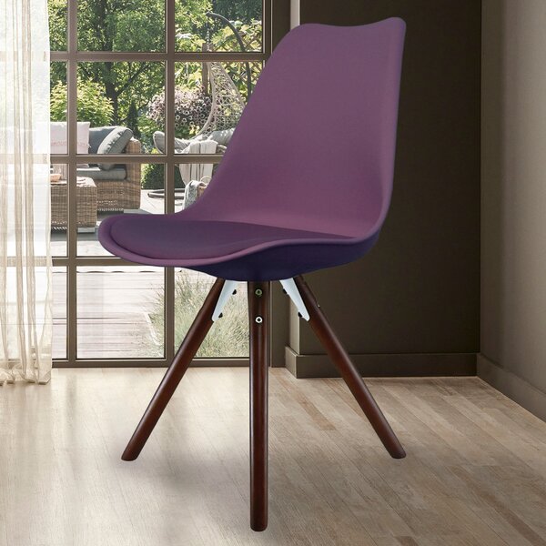 Fusion Living Soho Plastic Dining Chair with Pyramid Legs Aubergine (Purple)