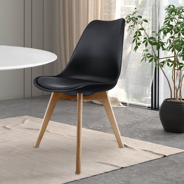 Fusion Living Soho Plastic Dining Chair with Squared Legs Black