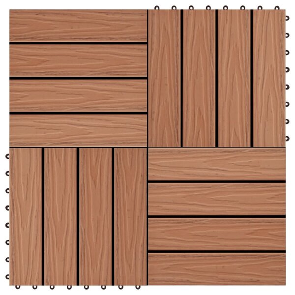 11 pcs Decking Tiles Deep Embossed WPC 30x30 cm 1 sqm Light Brown