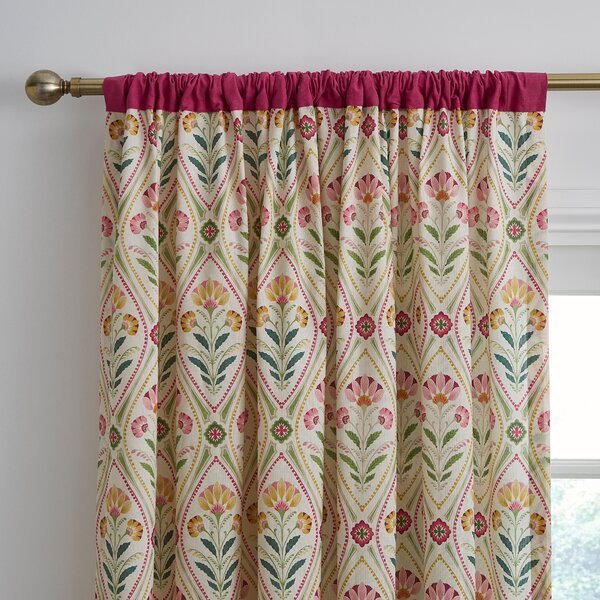 Fiorella Contrast Slot Top Unlined Curtains Pink
