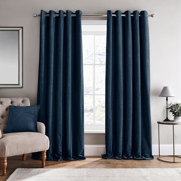 Dorma Lymington Eyelet Curtains Navy (Blue)