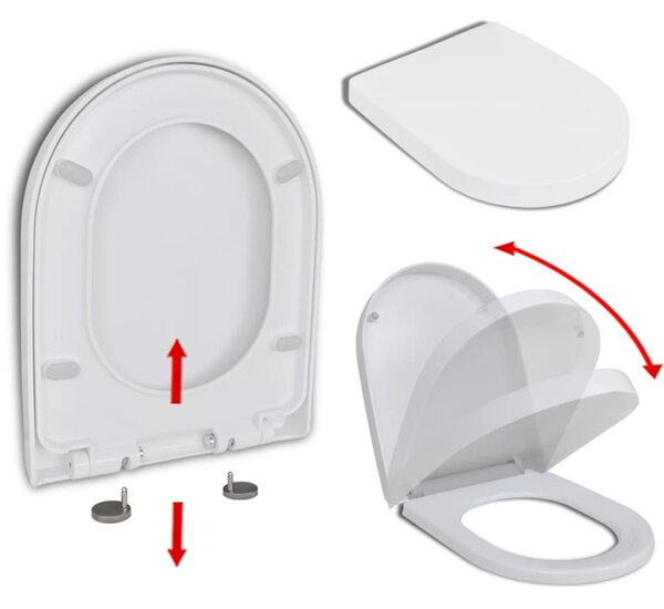 Soft-close Toilet Seat with Quick-release Design White Square