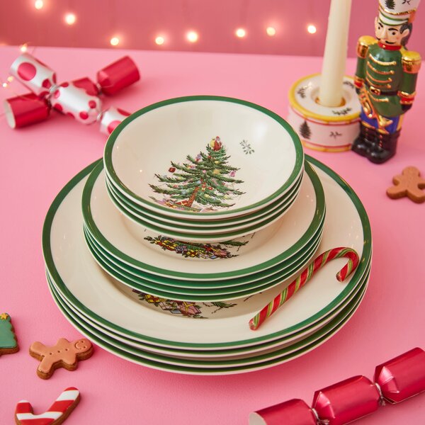 Spode Christmas Tree 12 Piece Dinner Set White