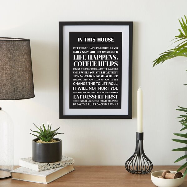 House Rules Framed Print Black