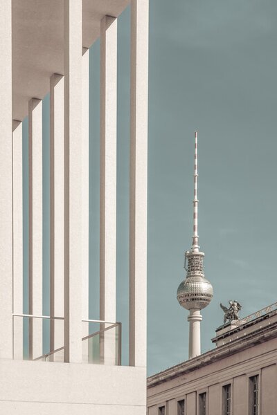 Art Photography BERLIN Television Tower & Museum Island | urban vintage style, Melanie Viola, (26.7 x 40 cm)