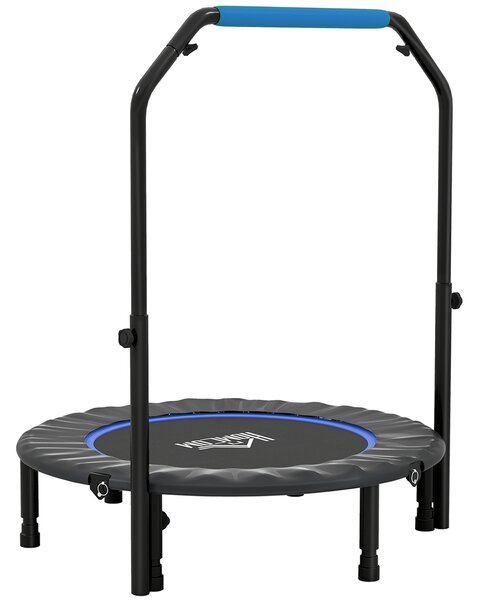 HOMCOM 40" Foldable Mini Fitness Trampoline, with Adjustable Foam Handle, Blue