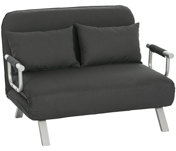 HOMCOM Two-Seater Click-Clack Sofa Bed - Charcoal Grey