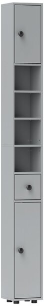 Kleankin 180cm Slim Bathroom Cabinet, with Drawer, Shelves and Cupboards - Grey