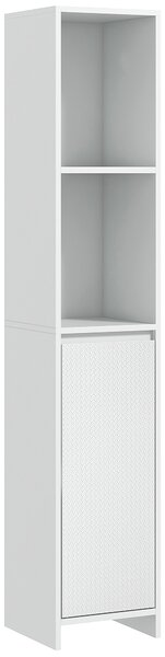 HOMCOM Narrow Bathroom Cabinet, Slim Bathroom Storage Unit with Open Compartment, Freestanding Storage Cupboard for Small Spaces, 30 x 30 x 160 cm, White