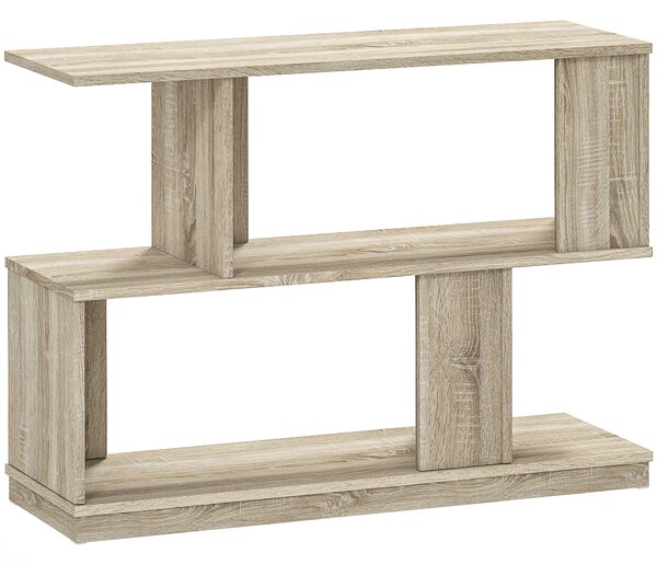 HOMCOM S-Shaped Side Table - Natural Wood Finish