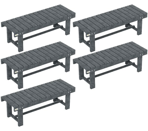 Outsunny 2-Seater Garden Wooden Bench, Grey