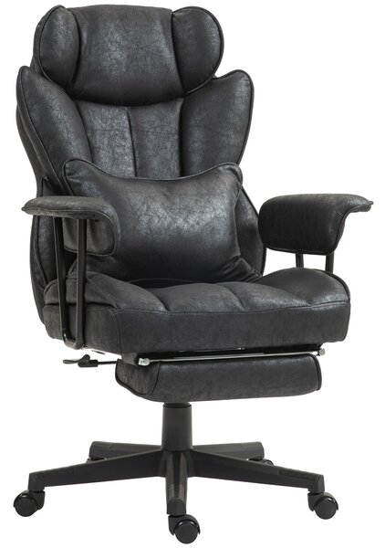 HOMCOM Executive Office Chair, Ergonomic Desk Chair with Foot Rest, Lumbar Support, Reclining Function and Wide Seat, Black