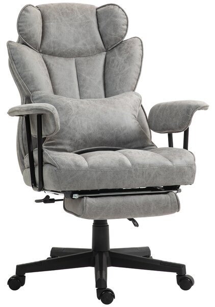 HOMCOM Executive Office Chair, Ergonomic Desk Chair with Foot Rest, Lumbar Support, Reclining Function and Wide Seat, Grey