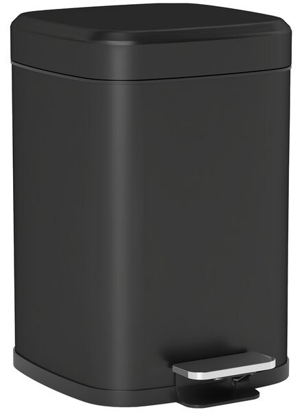 HOMCOM 12L Modern Boxy Metal Home Kitchen Bin - Black Aosom UK