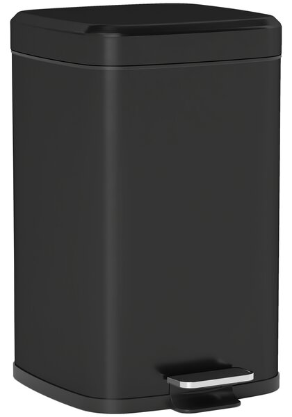HOMCOM 20L Modern Boxy Metal Home Kitchen Bin - Black Aosom UK
