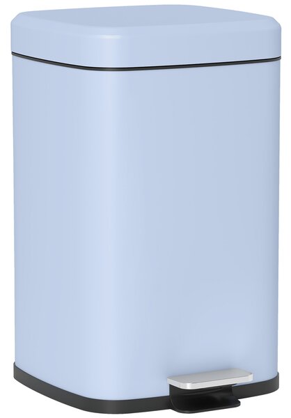 HOMCOM 20 Litre Pedal Bin, Fingerprint Proof Kitchen Bin with Soft-close Lid, Metal Rubbish Bin with Foot Pedal, Light Blue Aosom UK