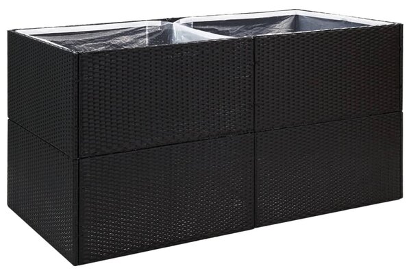 Garden Planter Black 157x80x80 cm Poly Rattan