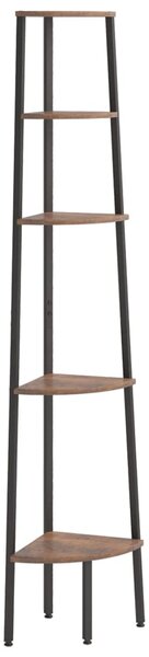 5-Tier Corner Shelf Dark Brown and Black 45.5x31.5x180 cm