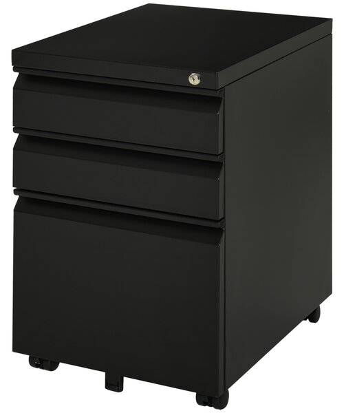 Vinsetto Mobile Vertical File Cabinet Lockable Metal Filling Cabinet w/ 3 Drawers Anti-tilt Design for Letter A4 Legal Size Fully Assembled Aosom UK
