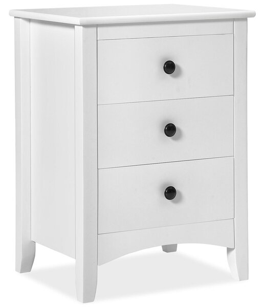 Set of 2 Bedside Cabinets with 3 Drawers, Poplar Wood & MDF, Ideal for Bedroom Storage, 45x36x61 cm, White