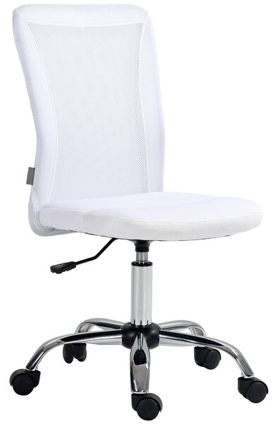 Vinsetto Swivel Office Chair, Armless Desk Chair with Adjustable Height, Breathable Back & Smooth Swivel Wheels, White Aosom UK