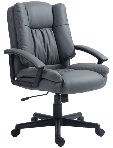 HOMCOM Ergonomic Office Chair PU Leather Upholstery Executive Office Chair with Adjustable Height Max Load 120kg, Dark Grey Aosom UK