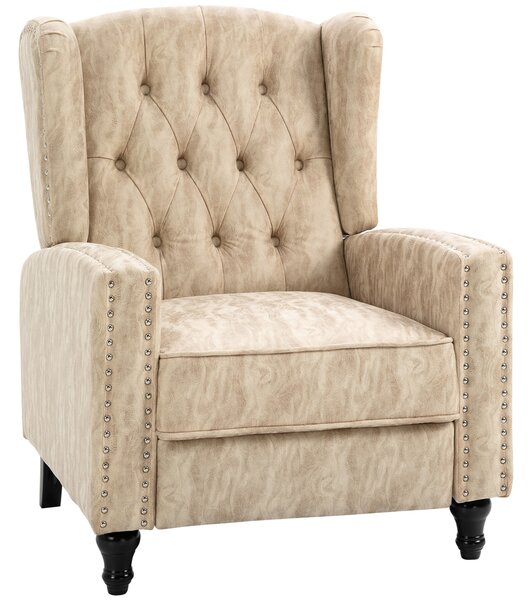 HOMCOM Studded Upholstered Reclining Armchair w/ Retractable Footrest Beige