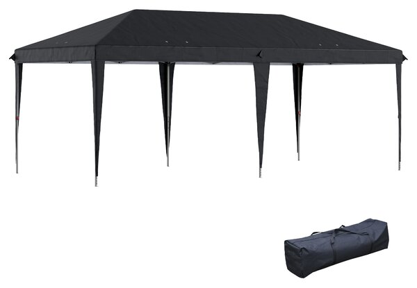 Outsunny 3 x 6 m Pop Up Gazebo, Foldable Canopy Tent, Height Adjustable Wedding Awning Canopy w/ Carrying Bag, Black