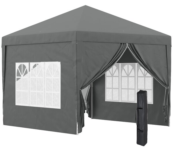 Outsunny 3 x 3m Waterproof Gazebo, Metal FrameTent Canopy with Carry Bag and 2 Windows for Outdoor Patio, Grey Aosom UK
