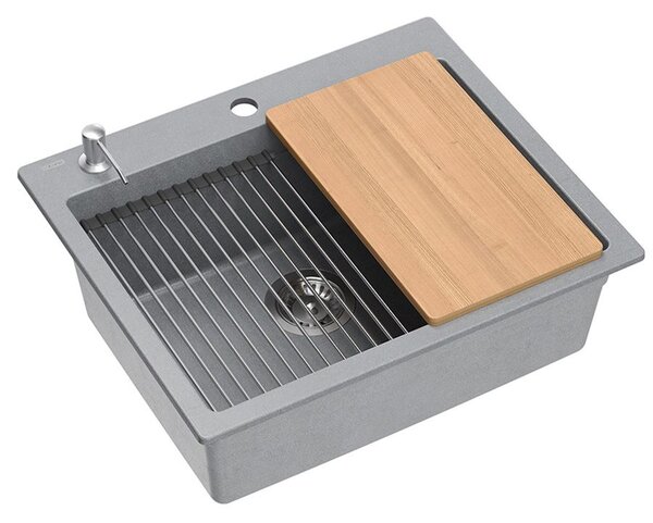Granite sink KURT 110 WORKSTATION Grey Metallic