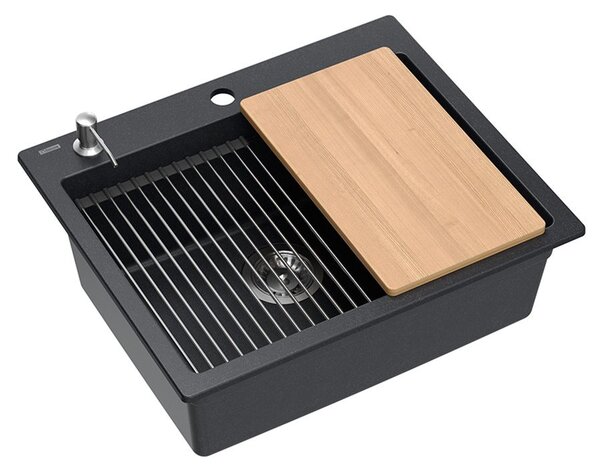 Granite sink KURT 110 WORKSTATION Black Dotted