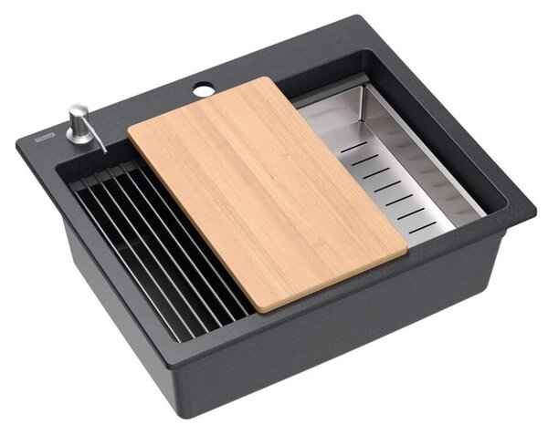 Granite sink KURT 110 WORKSTATION Black Dotted