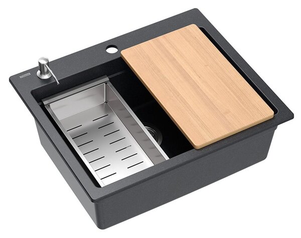 Granite sink KURT 110 WORKSTATION Black Dotted