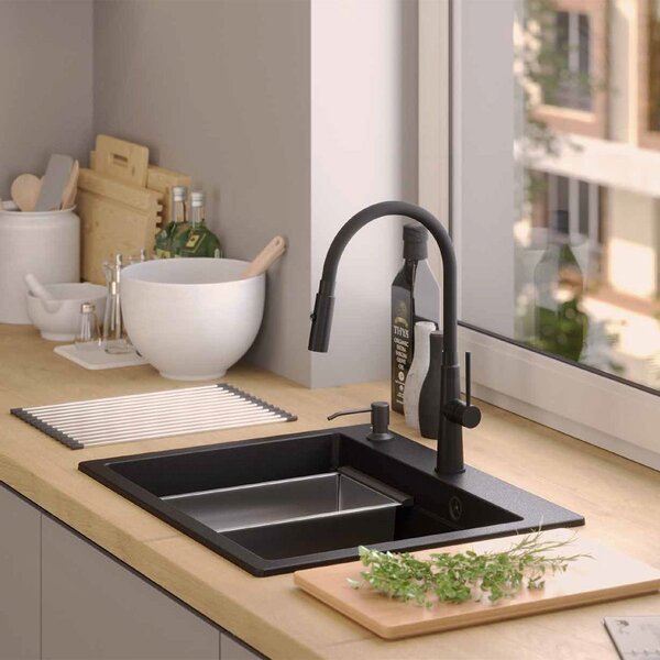 Granite sink KURT 110 WORKSTATION Black Dotted