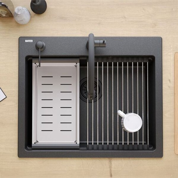 Granite sink KURT 110 WORKSTATION Black Dotted
