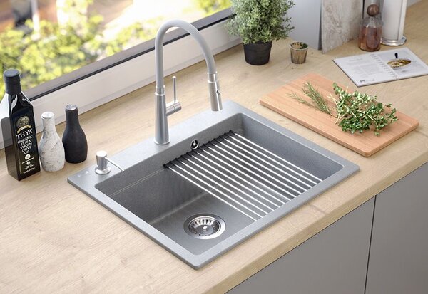 Granite sink KURT 110 WORKSTATION Grey Metallic