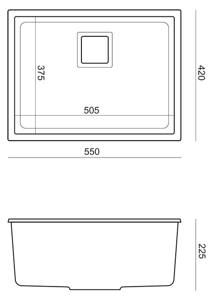 Granite sink DAVID 50 Black Metallic
