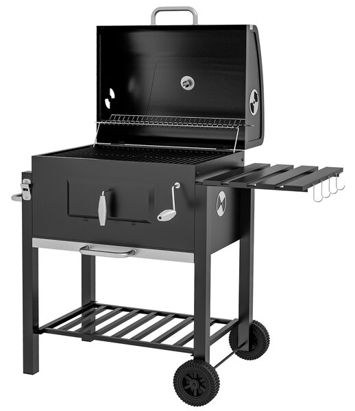 Outsunny Charcoal Grill, with Height-Adjustable Coal Pan - Black