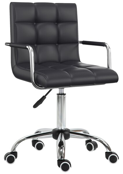 Vinsetto Ergonomic Desk Chair, Mid-Back Faux Leather Office Chair with Padded Armrests & Adjustable Height, Black Aosom UK