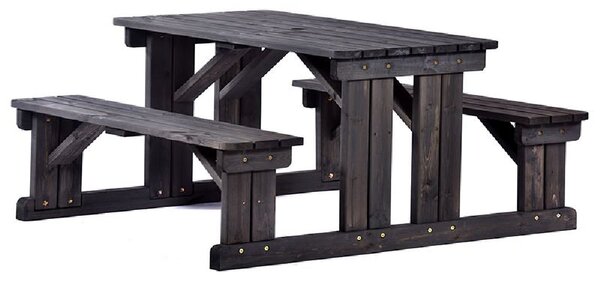 Gerik Wooden Garden Large Picnic Table In Dark Grey