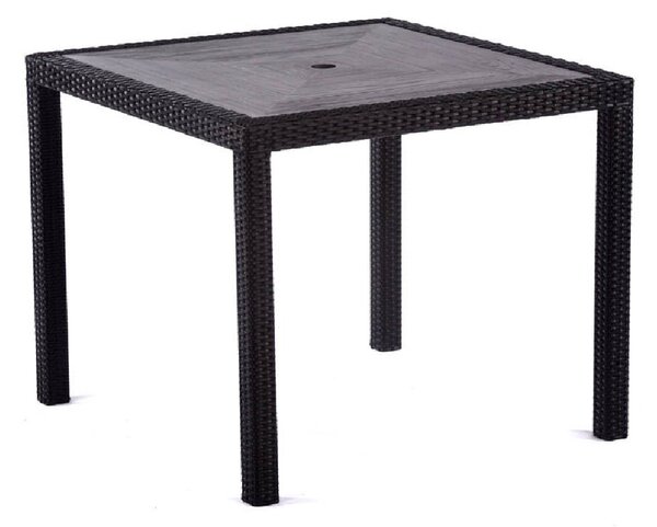 Arlo Grey Polyresin Square Dining Table With Black Brown Weave