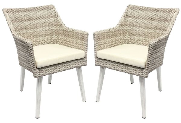 Arlo Cream Rattan Dining Chairs In Pair