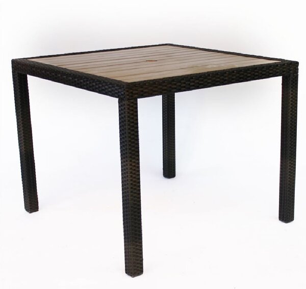 Arlo Natural Polyresin Square Dining Table With Black Brown Weave