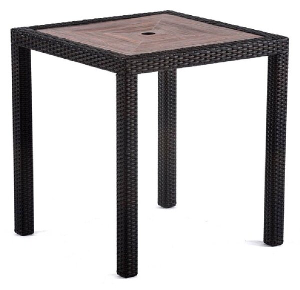 Arlo Teak Polyresin Square Dining Table With Black Weave