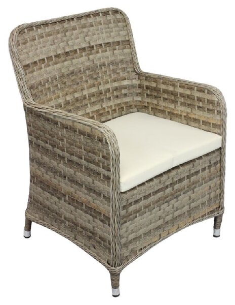Hayward Rattan Arm Chair With Cream Cushion In Brown Weave