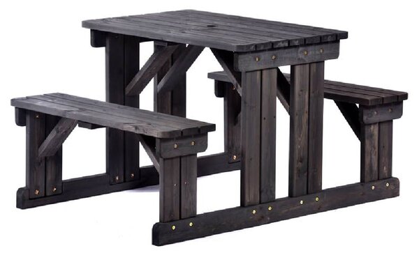 Gerik Wooden Garden Small Picnic Table In Dark Grey