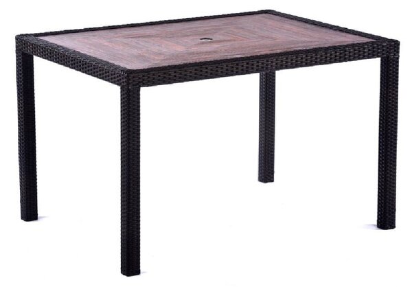 Arlo Teak Polyresin Rectangular Dining Table With Black Weave