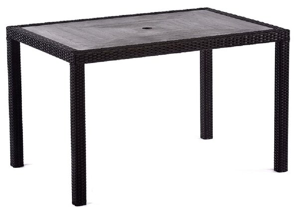Arlo Grey Polyresin Rectangular Dining Table With Black Weave