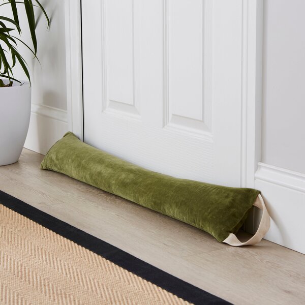 Velvet Draught Excluder Olive (Green)